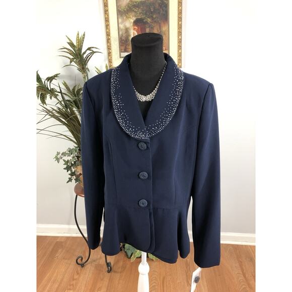 Giovanna Signature Woman Jacket Size 16 Embellished 3 Bottom Church Office Siren - Picture 2 of 11